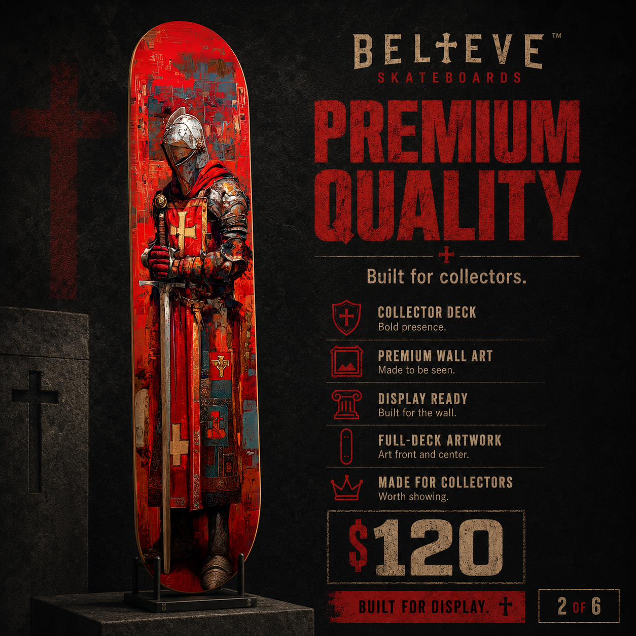 Templar Knight 1 - Customized Skateboard