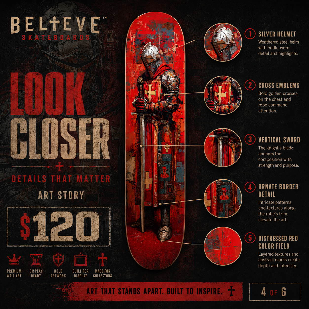 Templar Knight 1 - Customized Skateboard