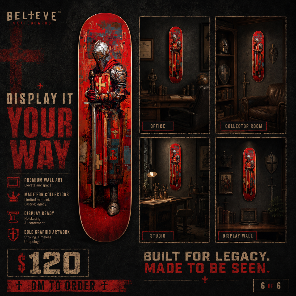 Templar Knight 1 - Customized Skateboard