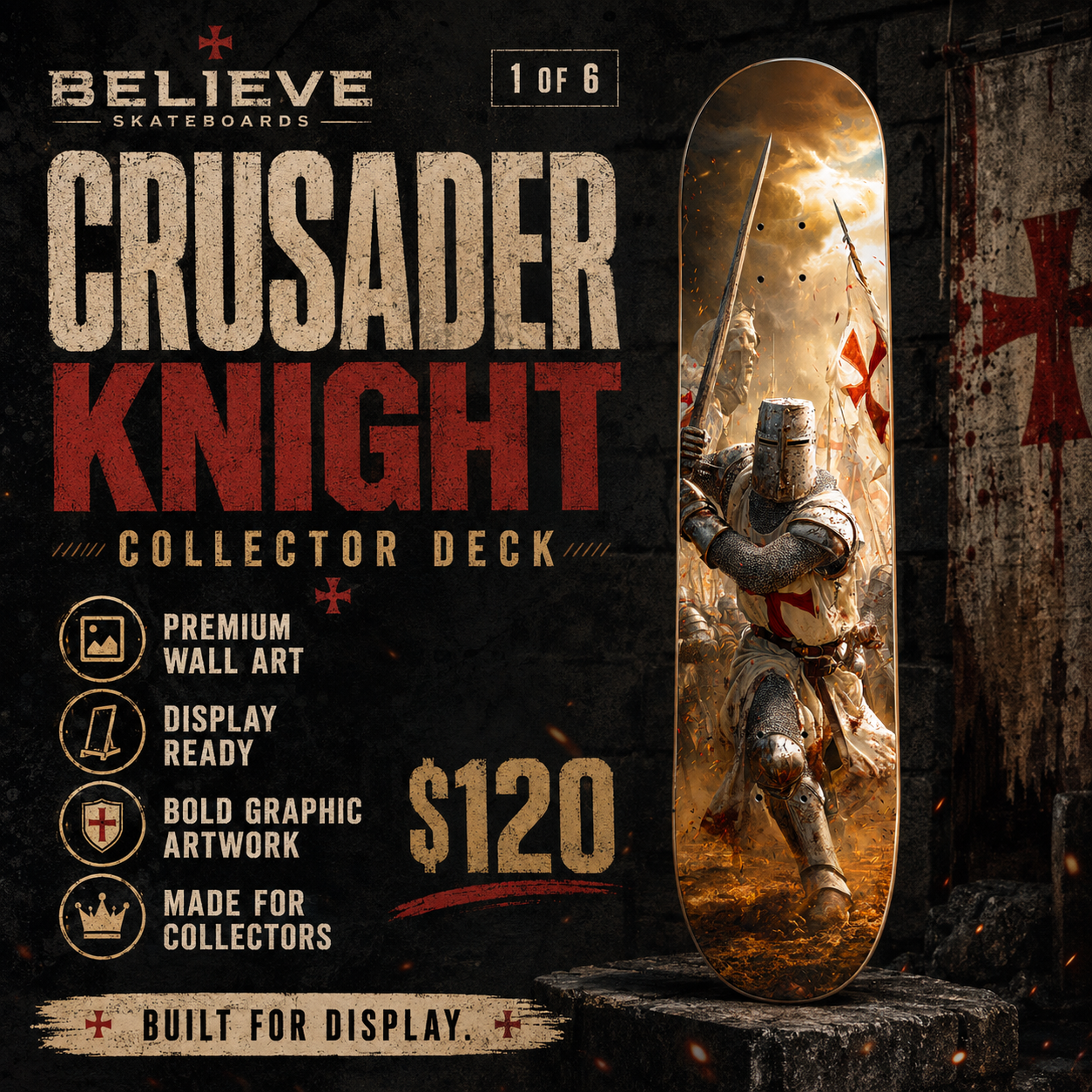 Templar Knight 2 - Customized Skateboard