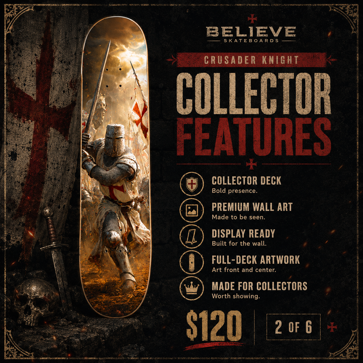 Templar Knight 2 - Customized Skateboard