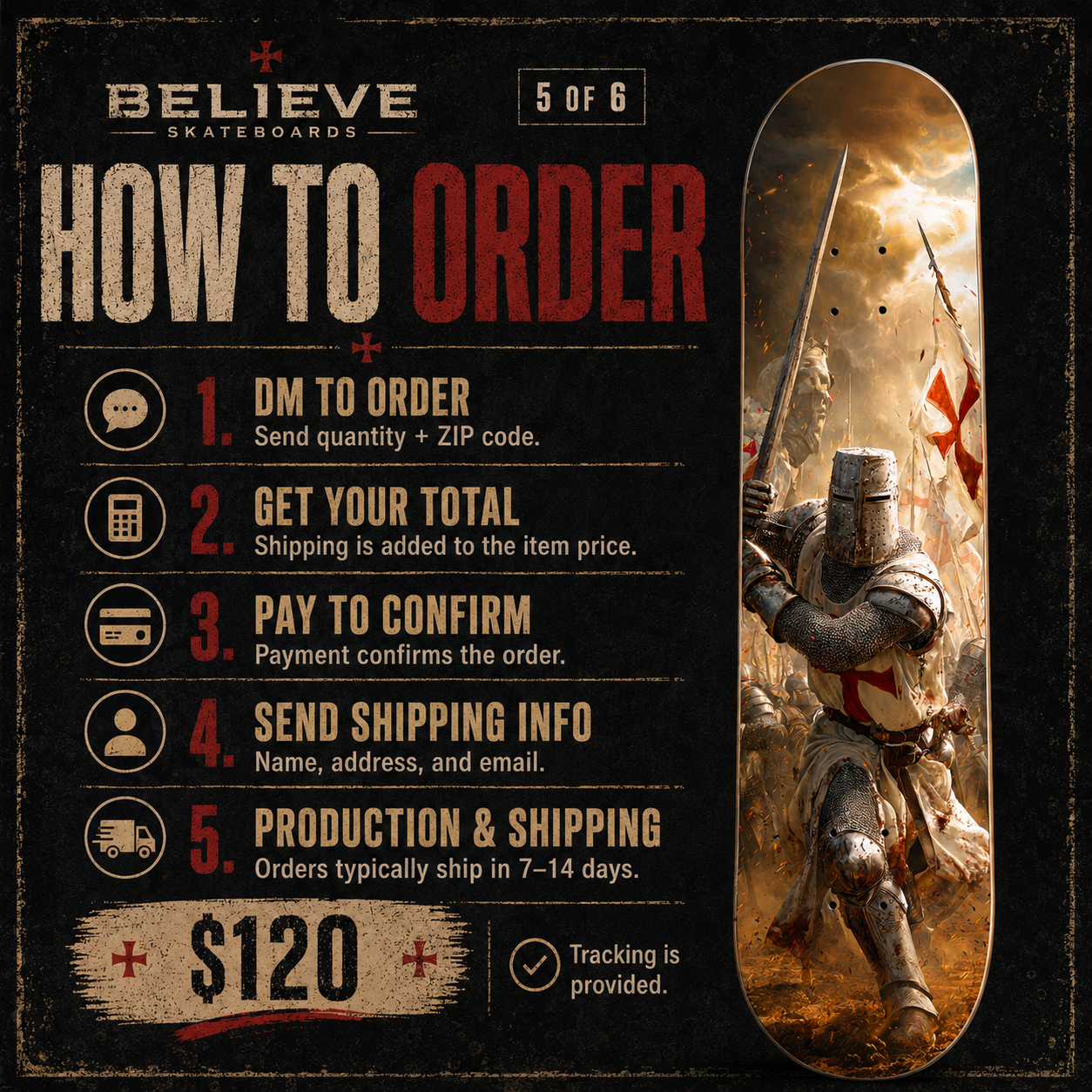 Templar Knight 2 - Customized Skateboard