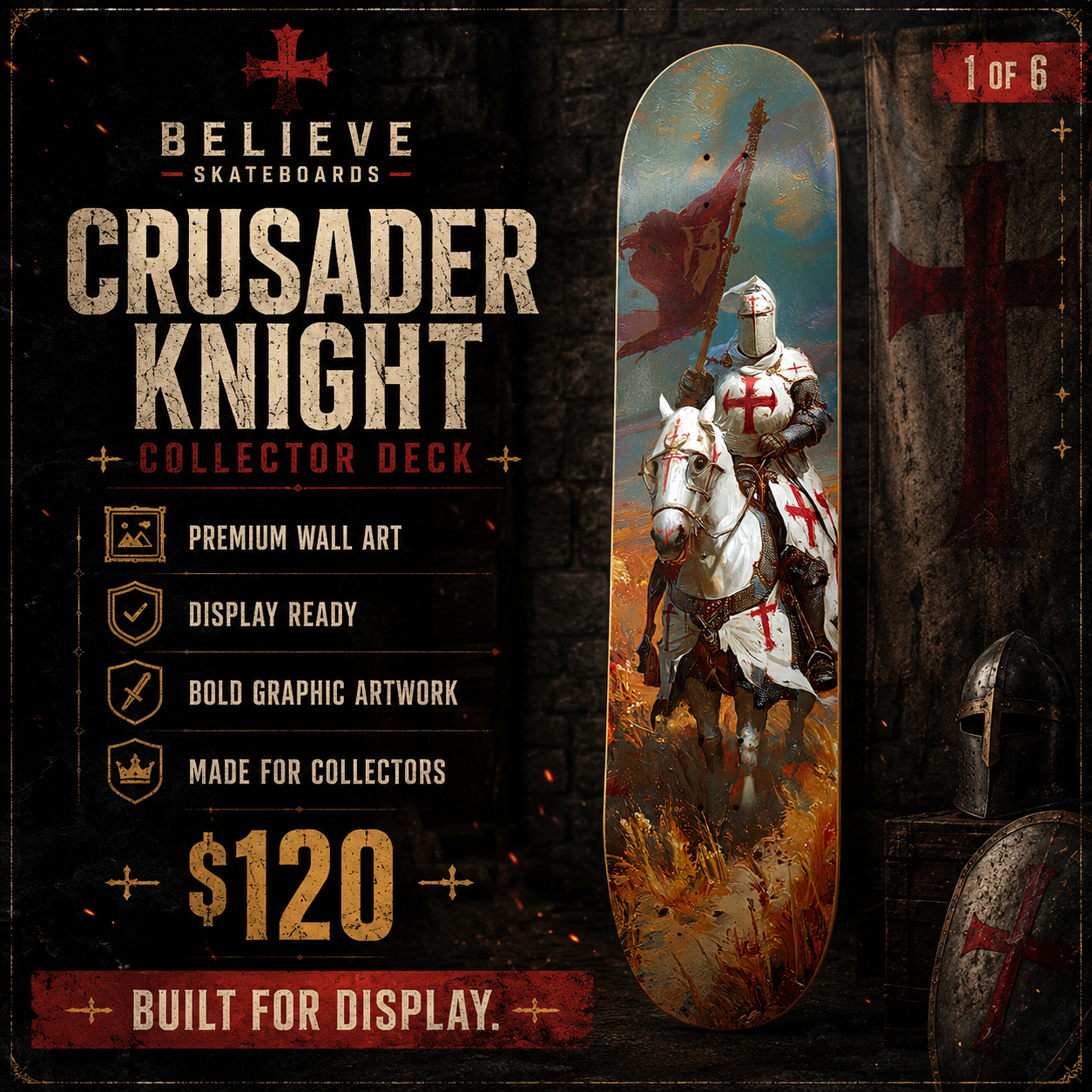 Templar Knight 3 - Customized Skateboard