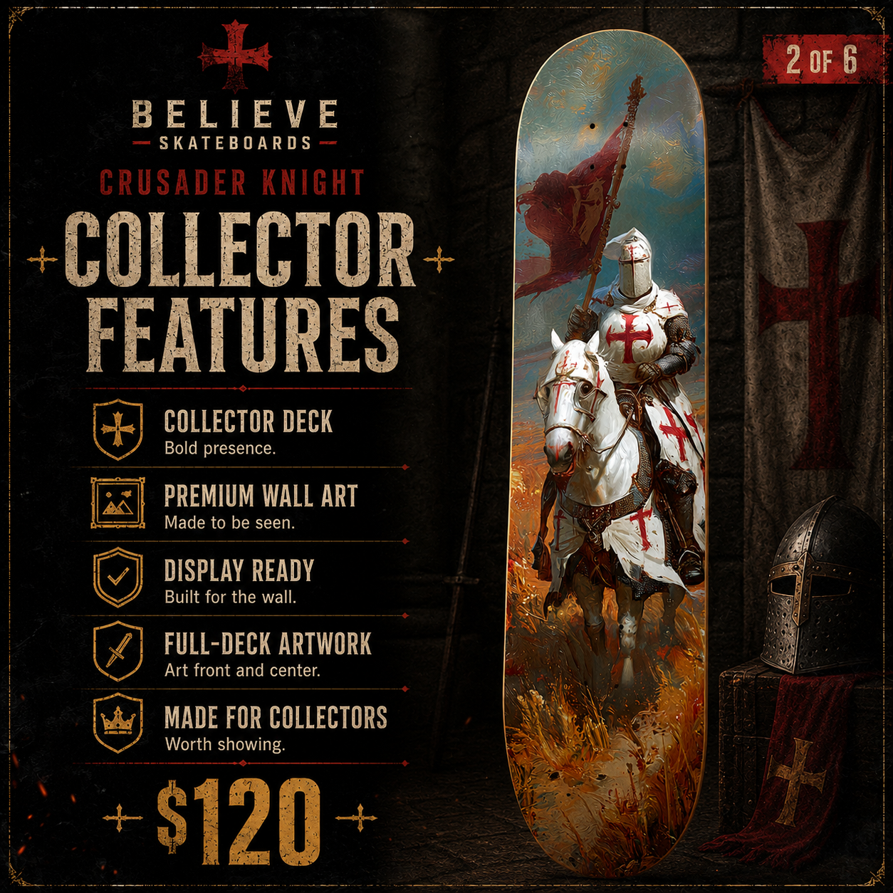 Templar Knight 3 - Customized Skateboard