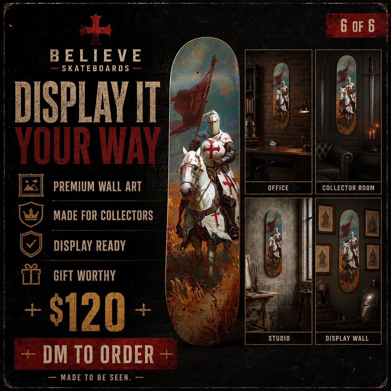 Templar Knight 3 - Customized Skateboard