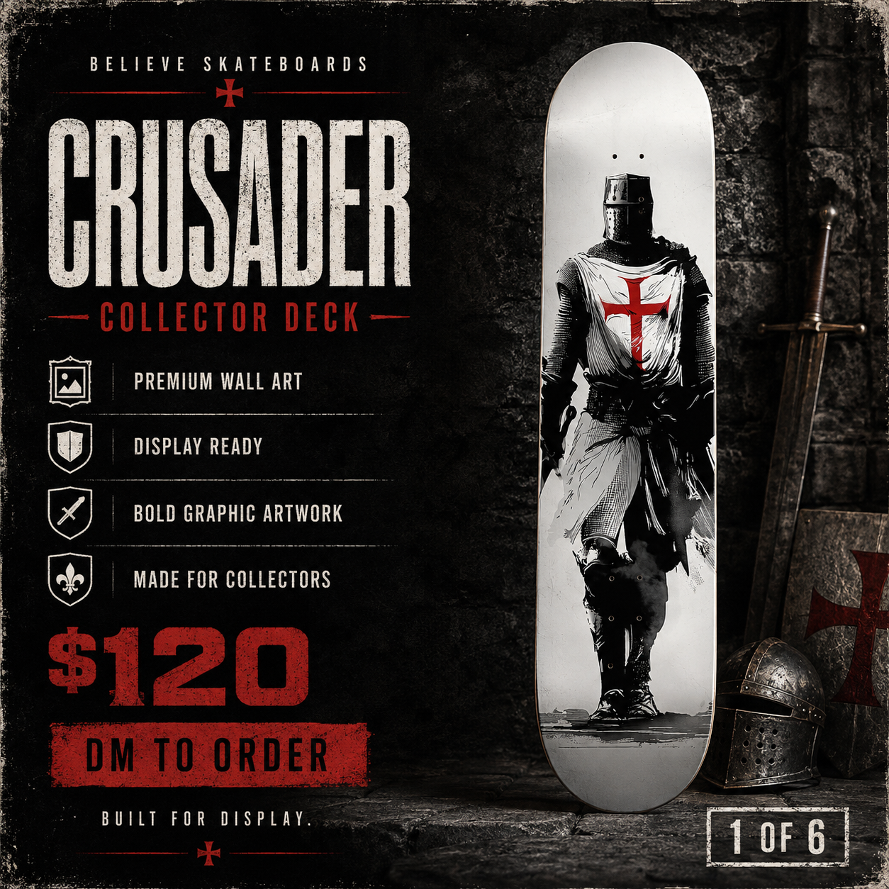 Templar Knight 4 - Customized Skateboard