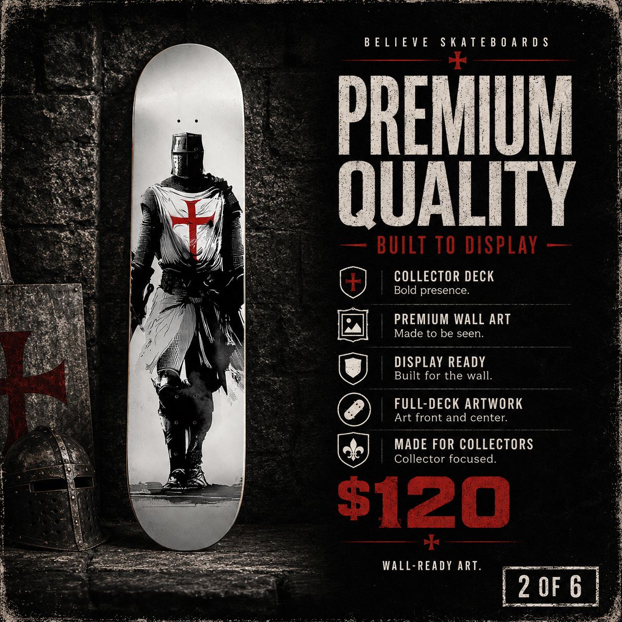 Templar Knight 4 - Customized Skateboard