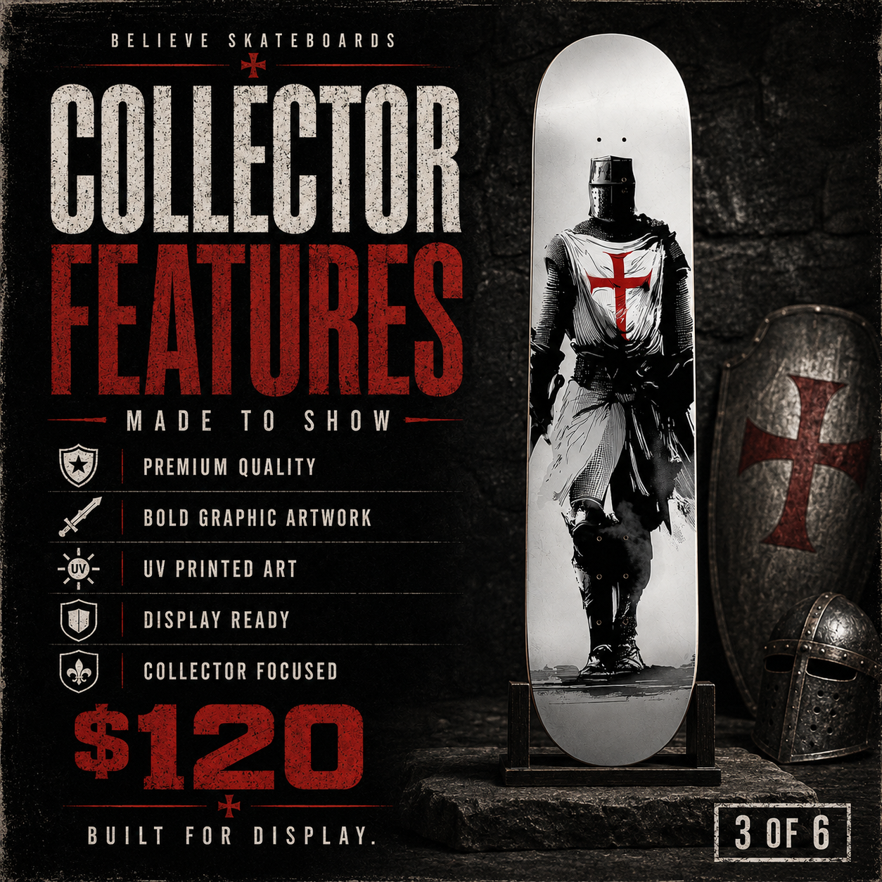 Templar Knight 4 - Customized Skateboard