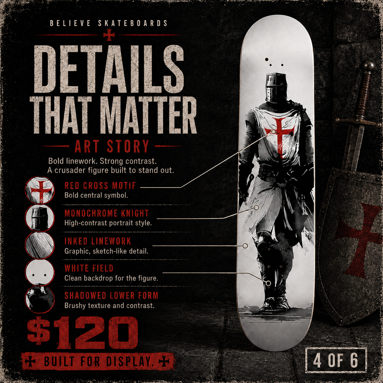 Templar Knight 4 - Customized Skateboard