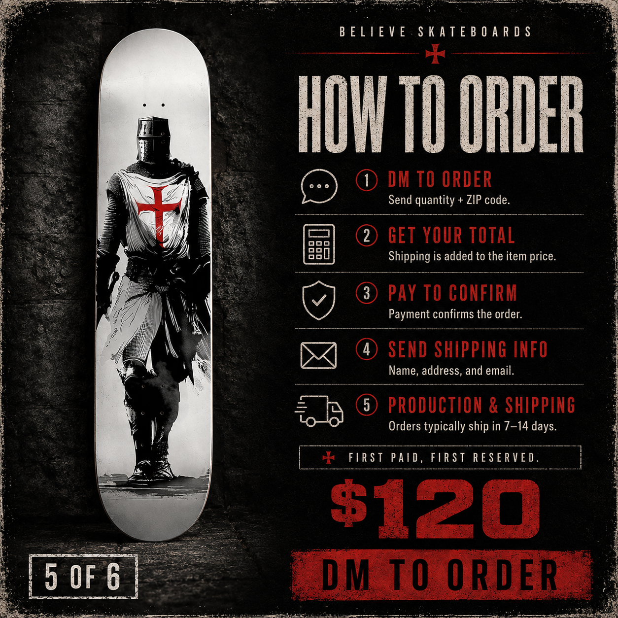 Templar Knight 4 - Customized Skateboard