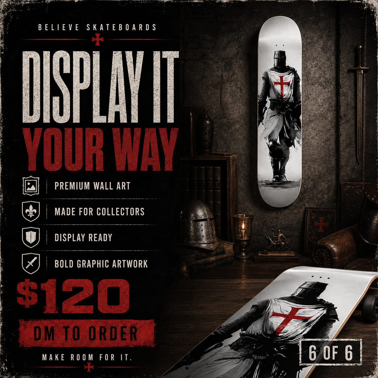 Templar Knight 4 - Customized Skateboard