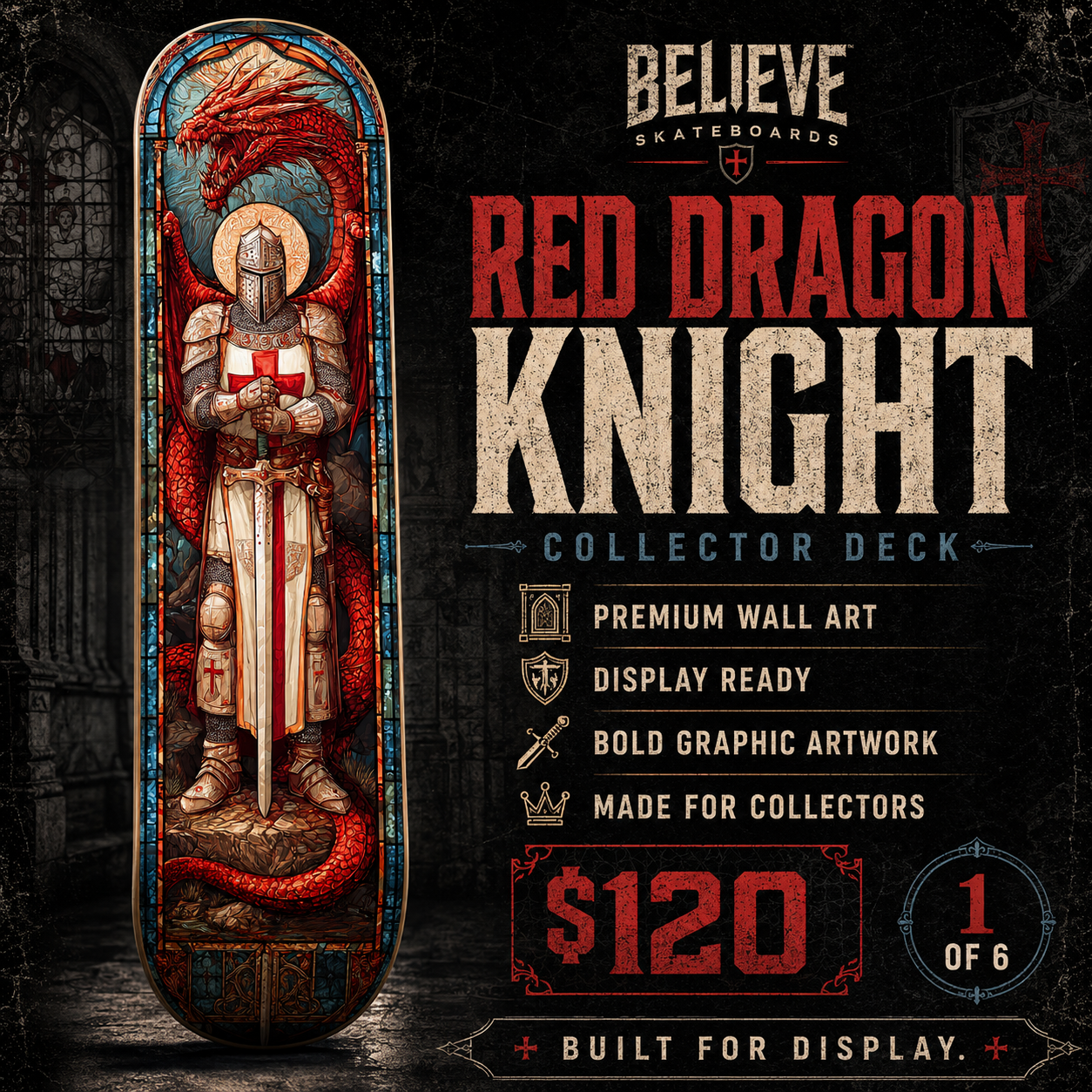 Templar Knight 5 - Customized Skateboard