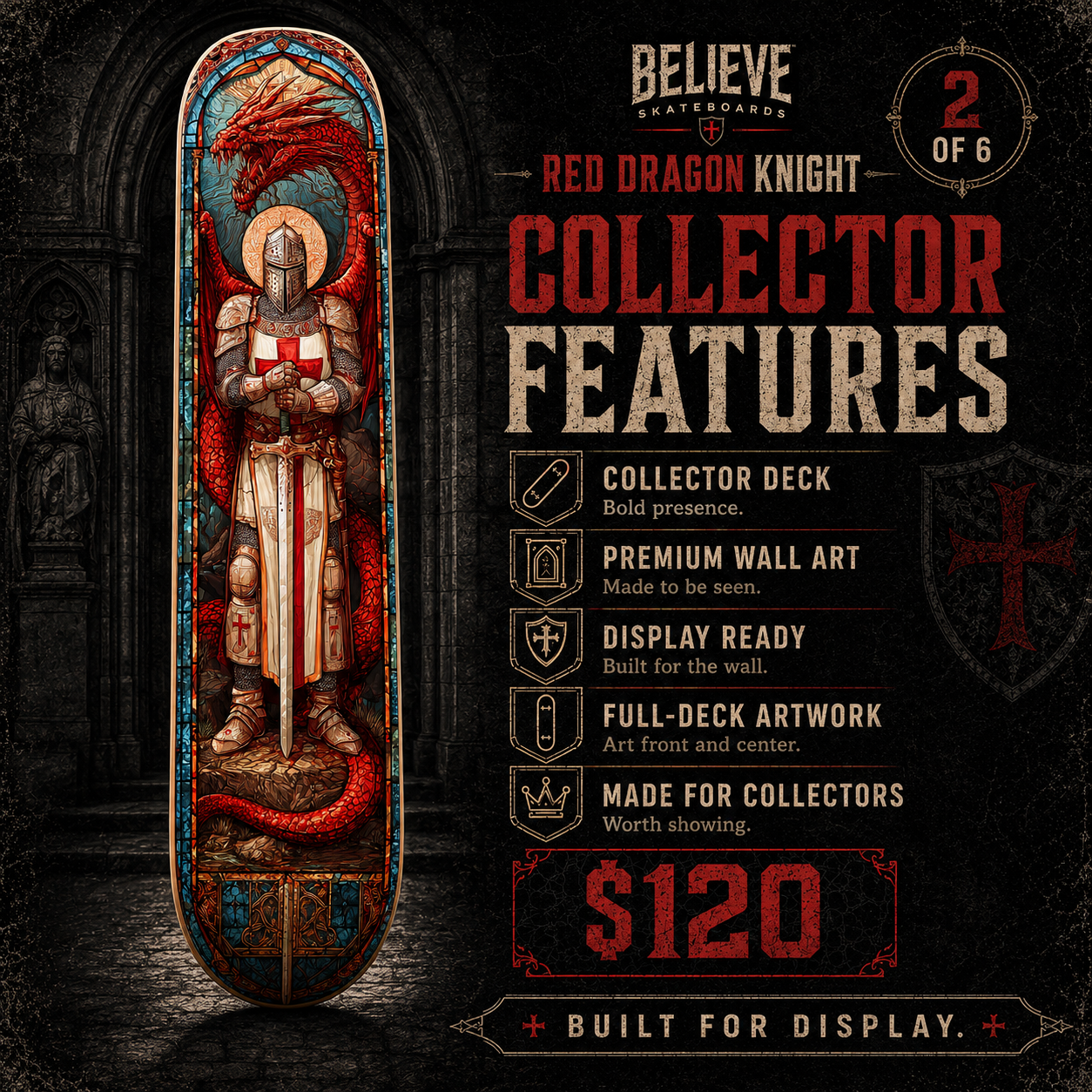 Templar Knight 5 - Customized Skateboard