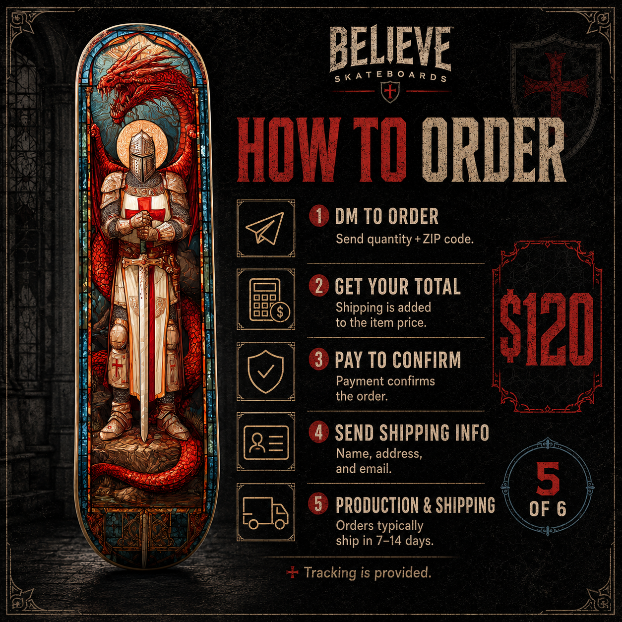 Templar Knight 5 - Customized Skateboard