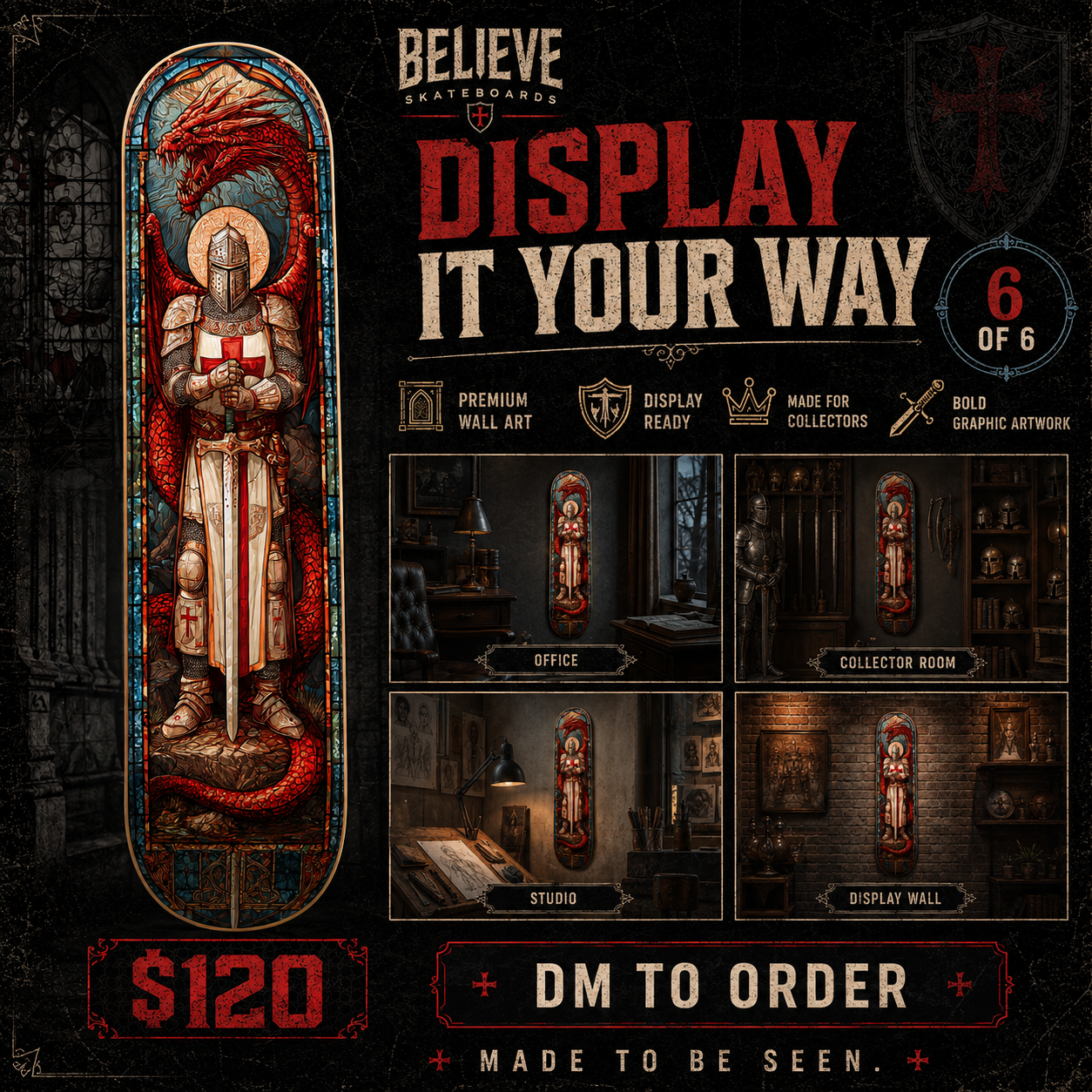 Templar Knight 5 - Customized Skateboard