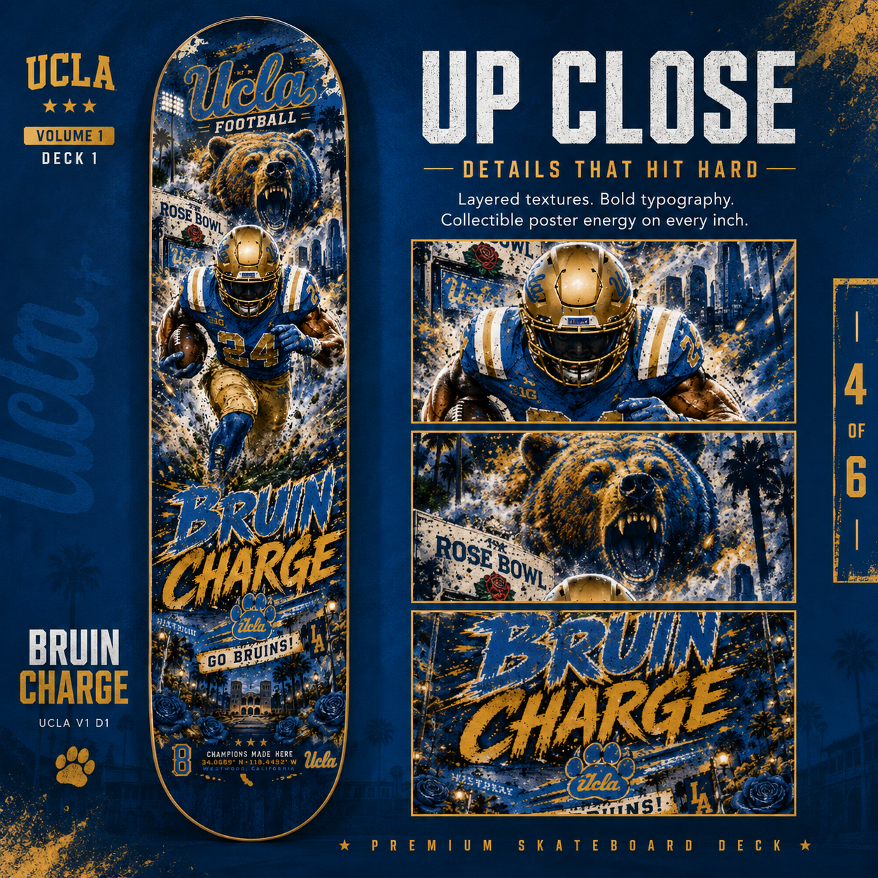 Bruin Charge- Customized Skateboard