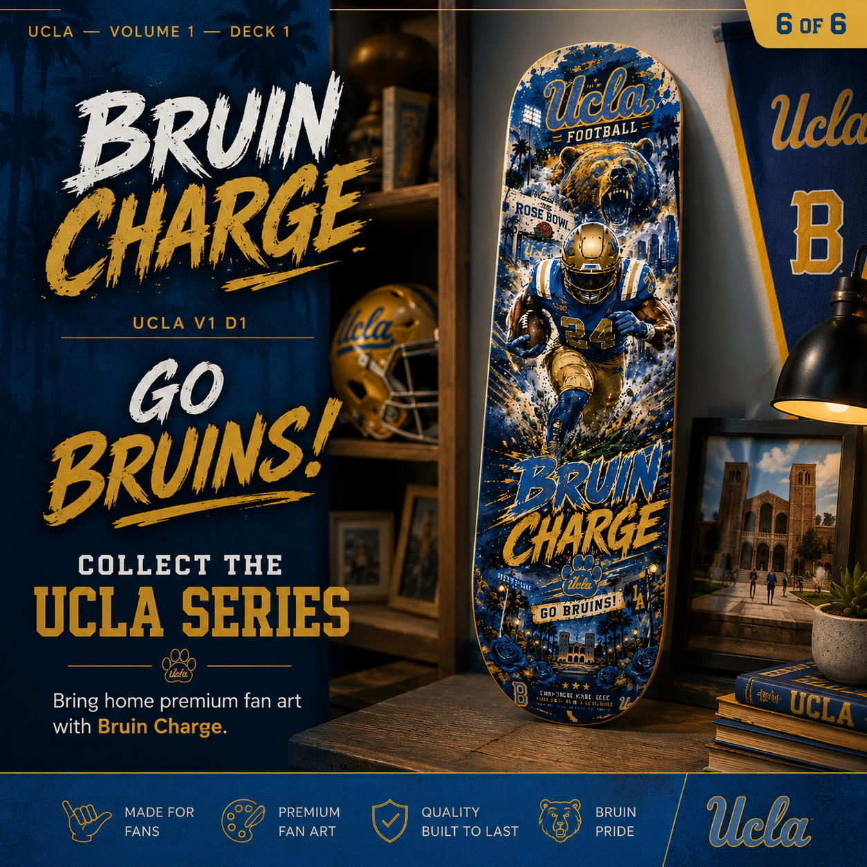 Bruin Charge- Customized Skateboard
