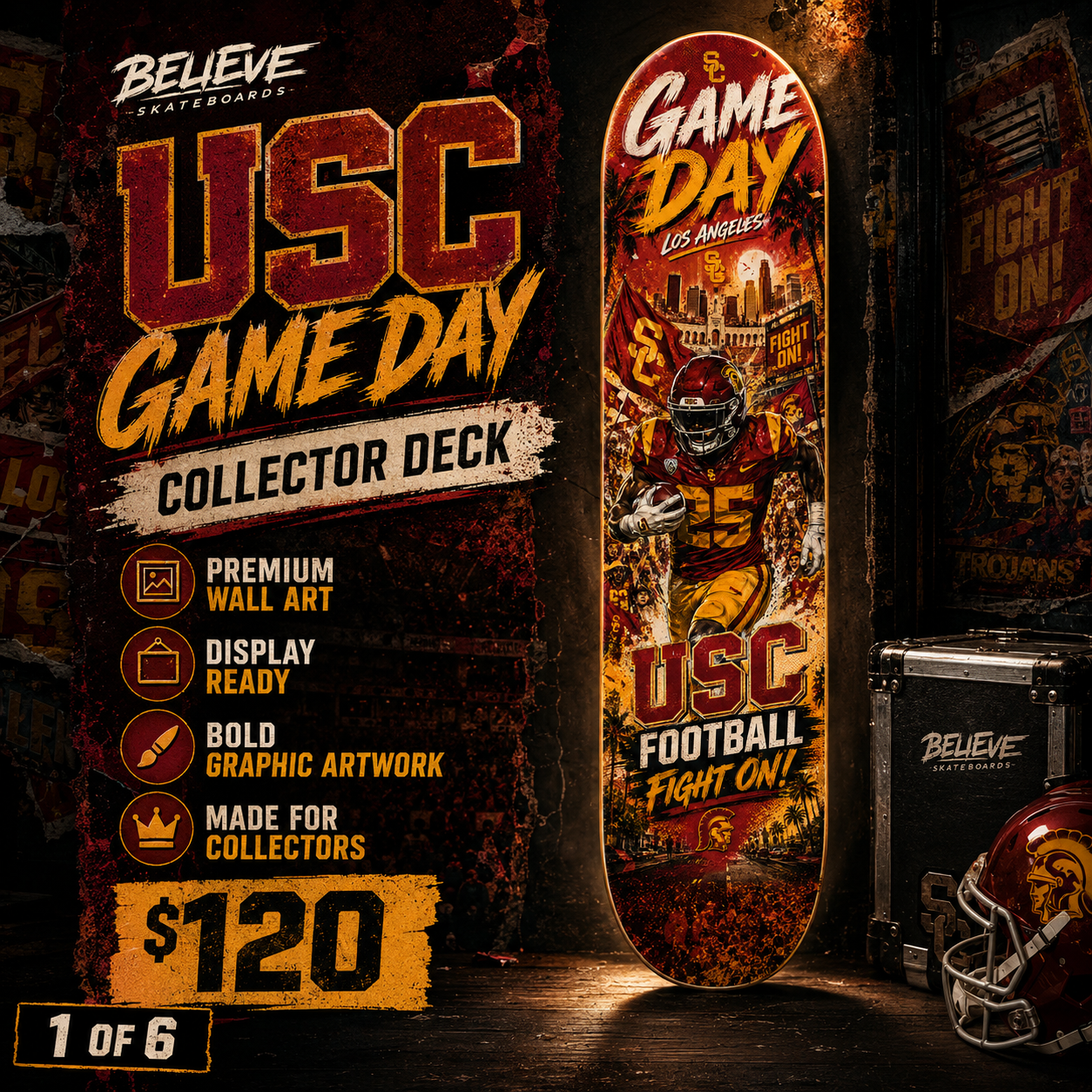 Trojan Game Day- Customized Skateboard