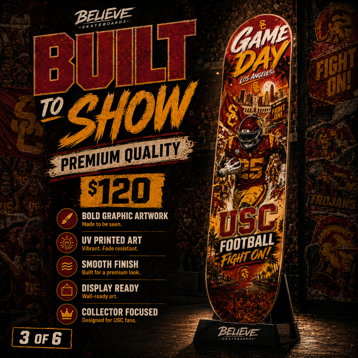Trojan Game Day- Customized Skateboard