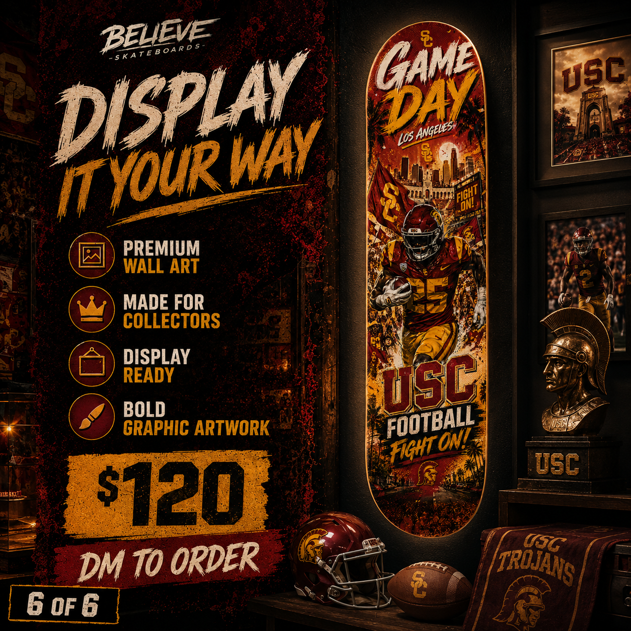 Trojan Game Day- Customized Skateboard