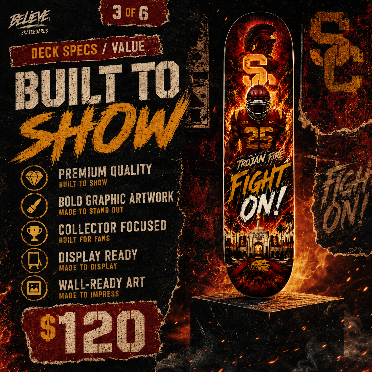 Trojan Fire- Customized Skateboard
