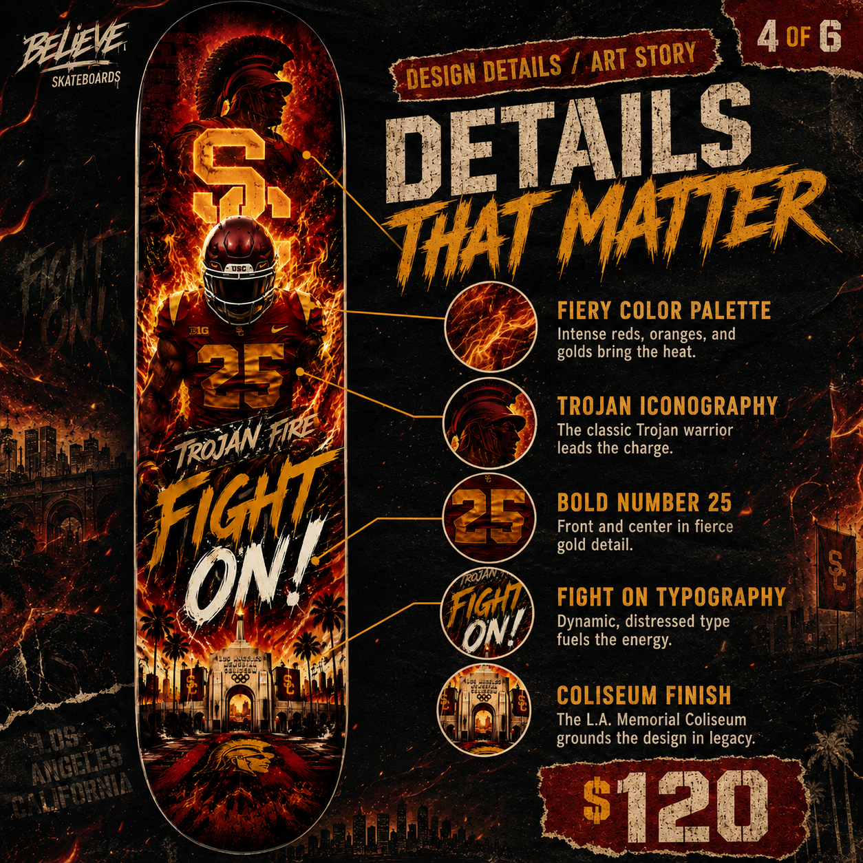 Trojan Fire- Customized Skateboard