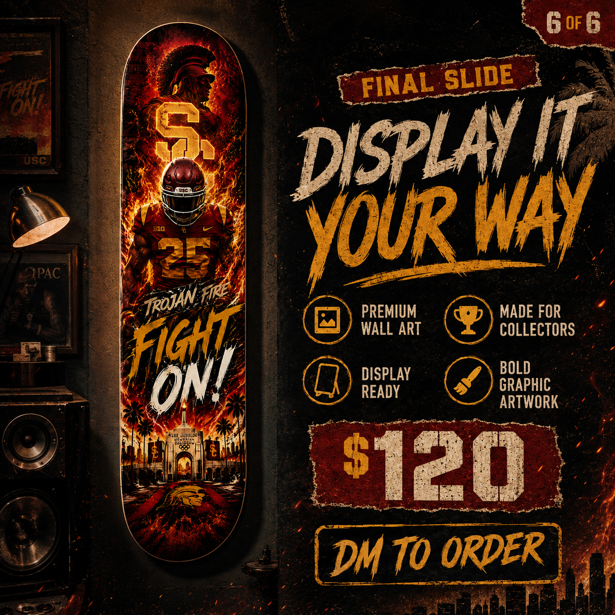 Trojan Fire- Customized Skateboard