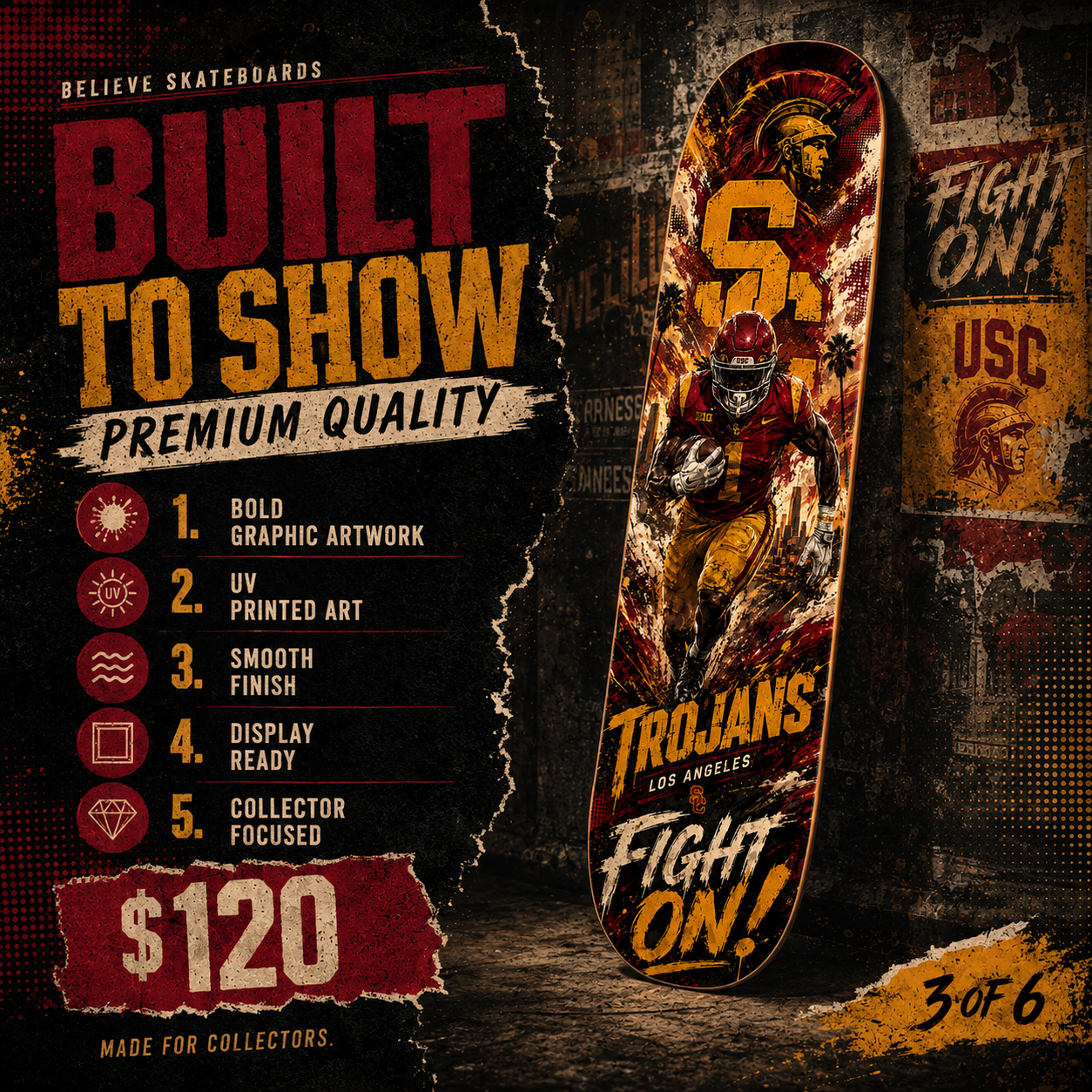 Trojan Fight On- Customized Skateboard