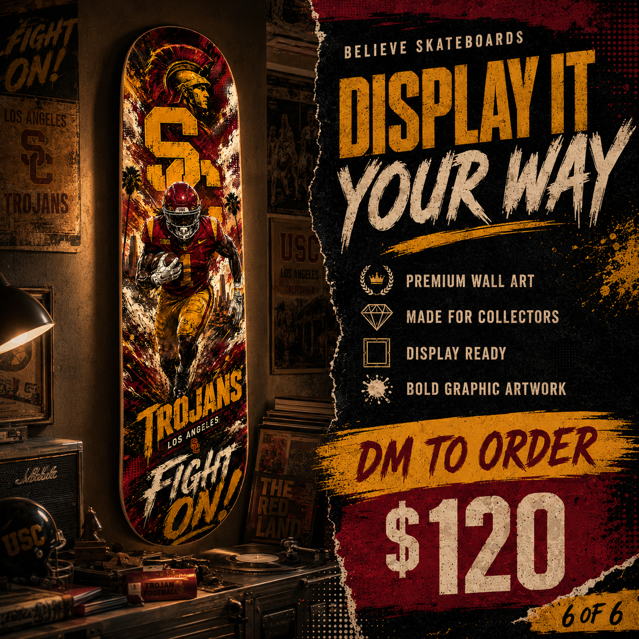 Trojan Fight On- Customized Skateboard