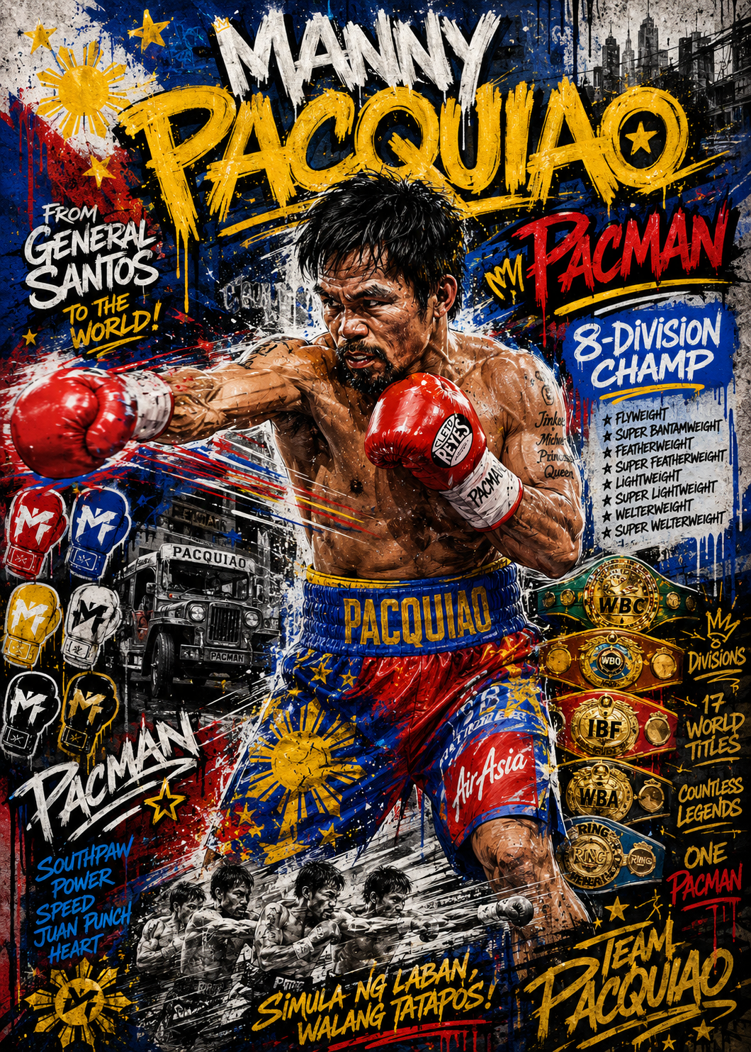 Manny Pacquiao — Pacman Champion — 5×7 Canvas Art