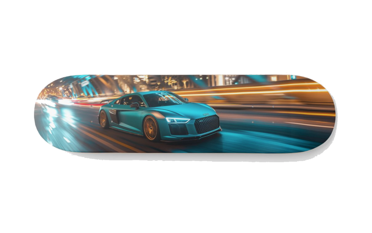 Audi Teal Night Run — Skateboard Deck