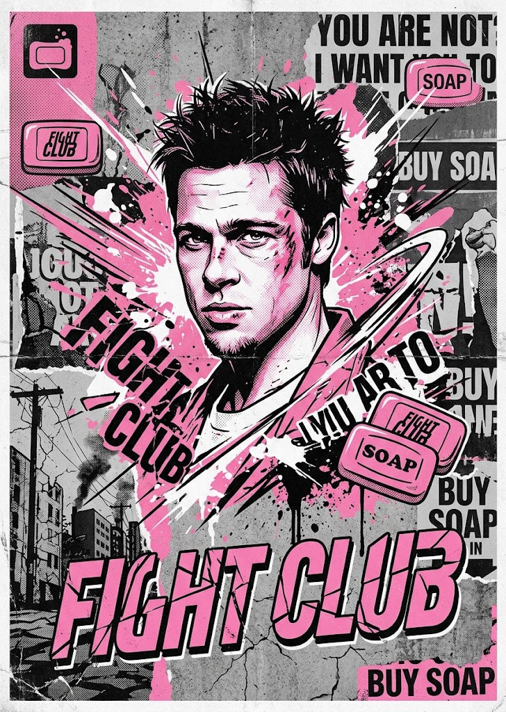 Fight Club — Pink Soap — 5×7 Canvas Art