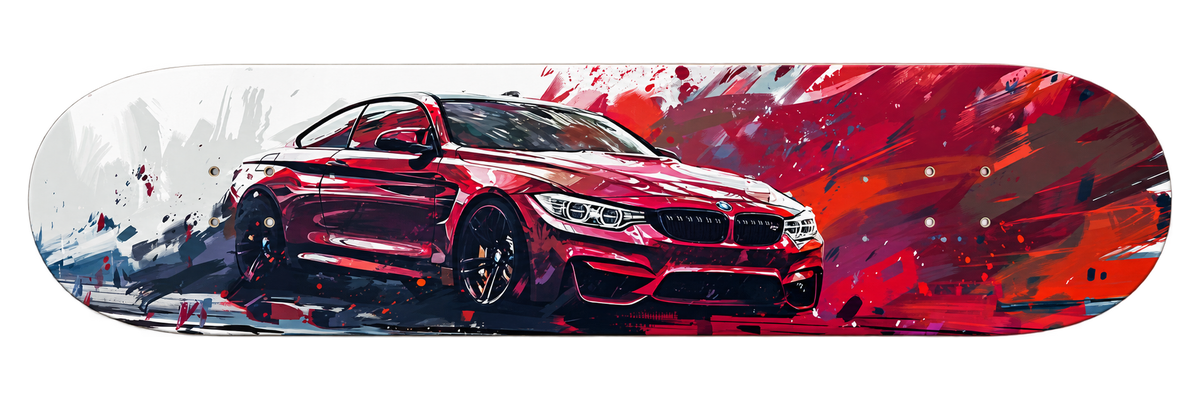 BMW Red Street Art Coupe — Skateboard Deck