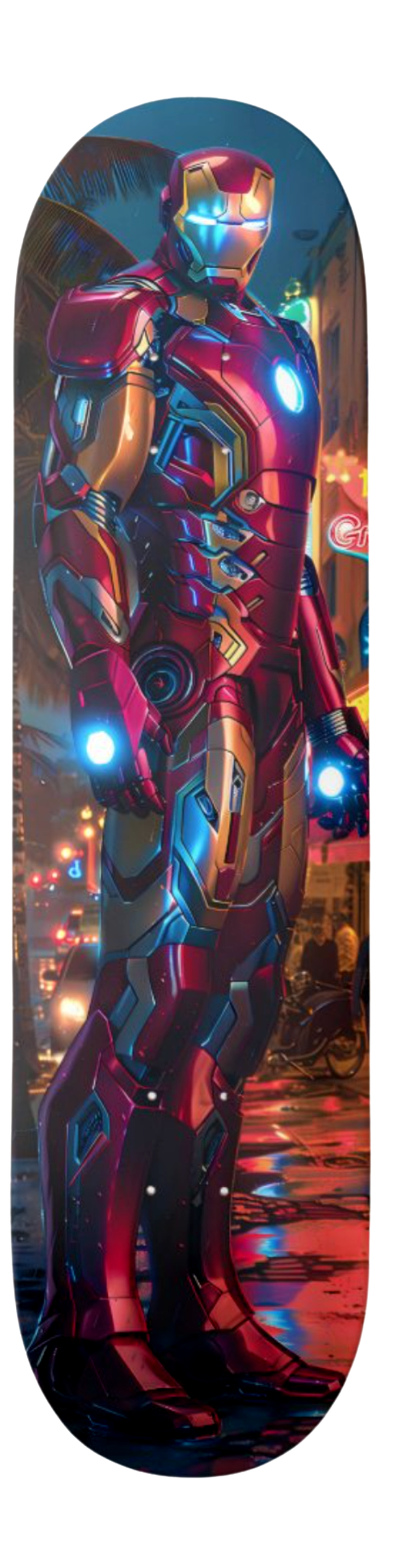 Iron Man Neon Street — Skateboard Deck