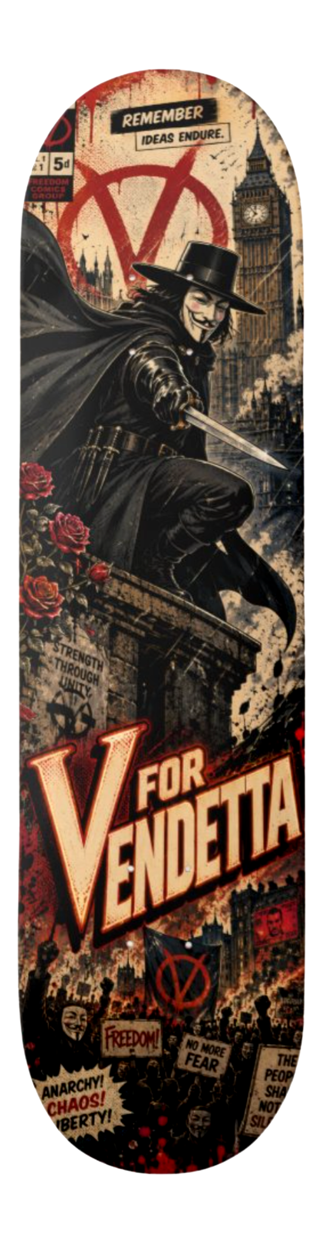 V for Vendetta London Resistance — Skateboard Deck