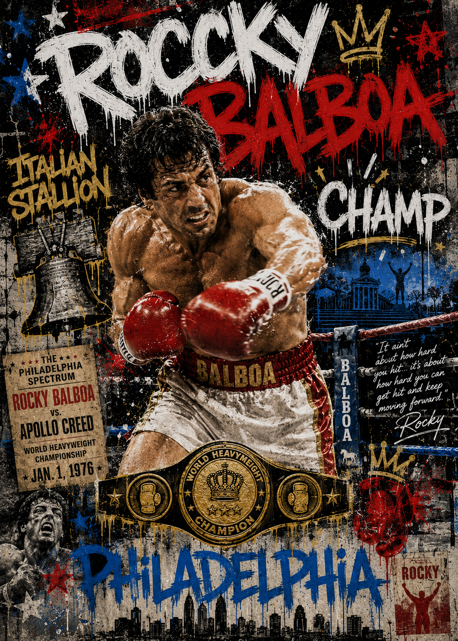 Rocky Balboa — Philadelphia Champion — 5×7 Canvas Art