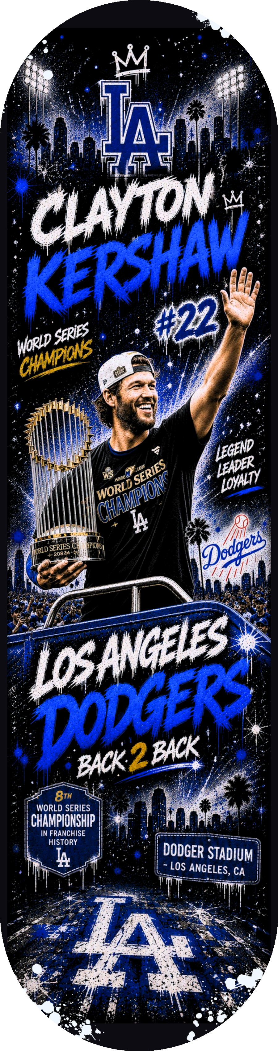 Clayton Kershaw World Series Champions — Skateboard Deck