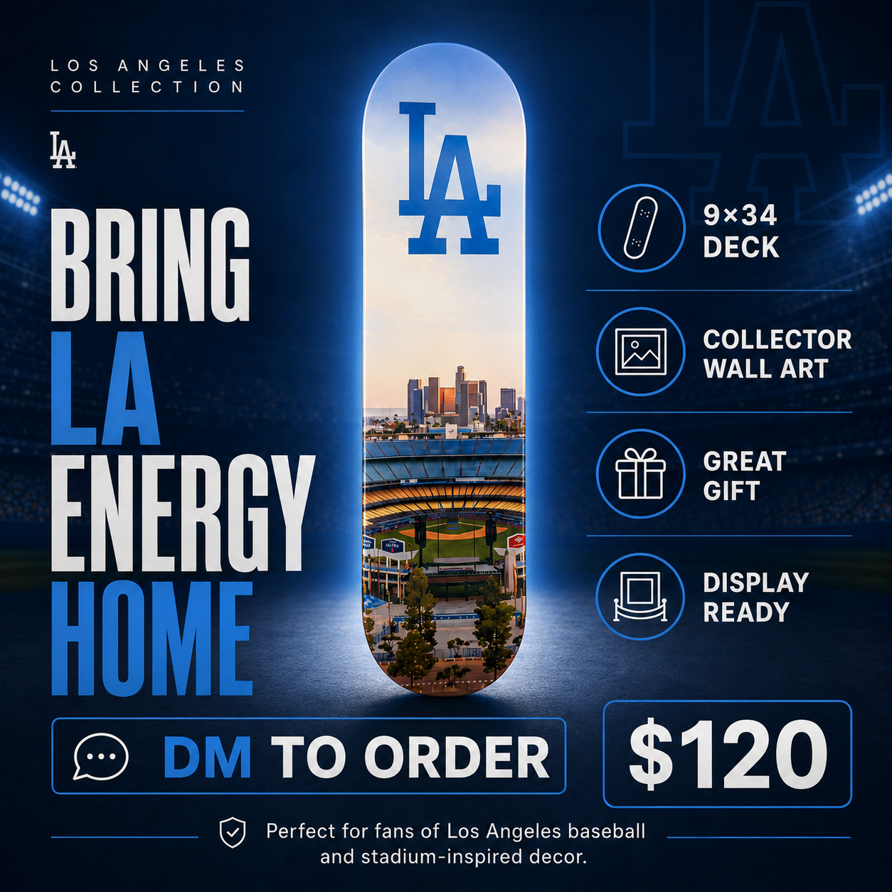 LA Baseball 3- Customized Skateboard