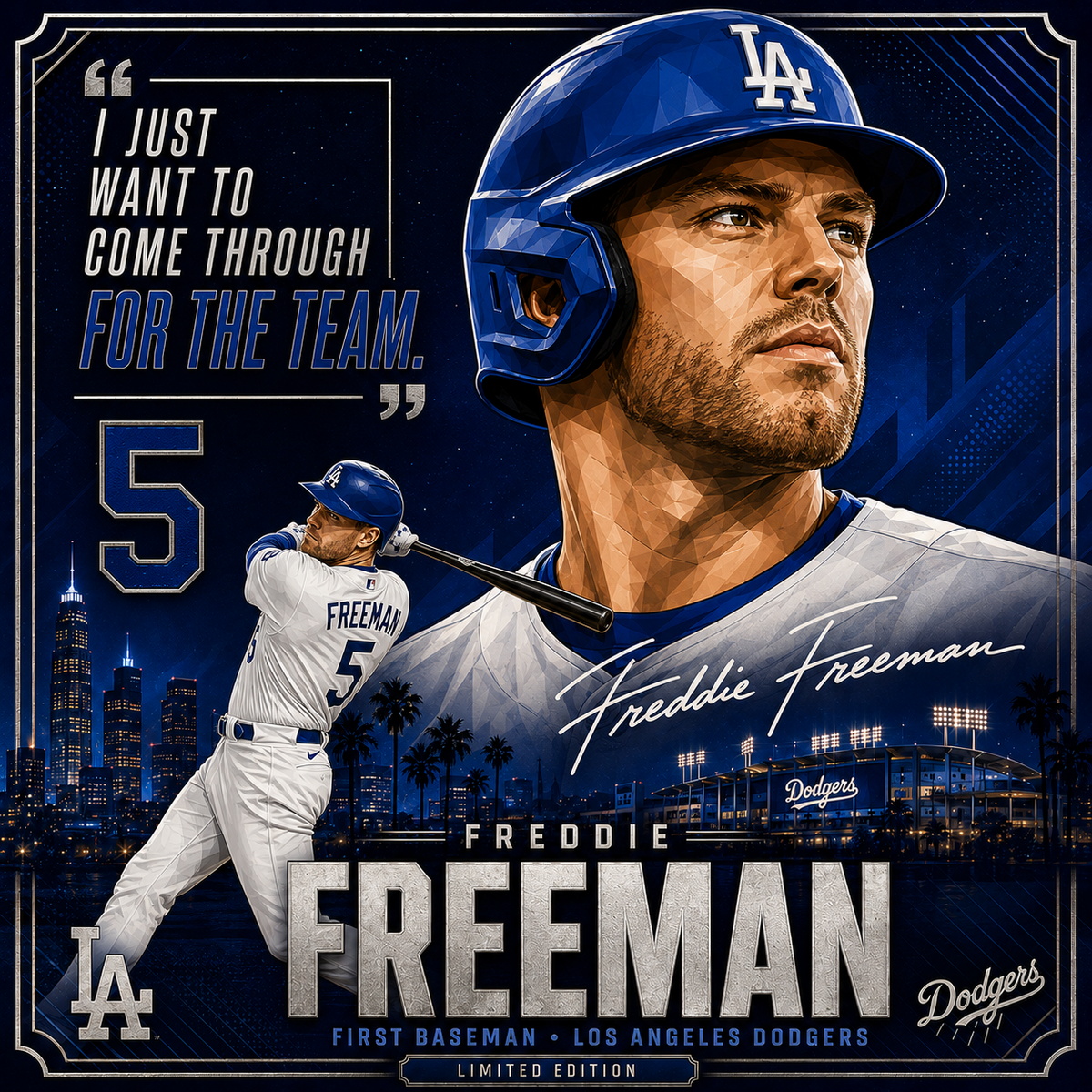 Freddie Freeman – Dodgers 4x4 Tile