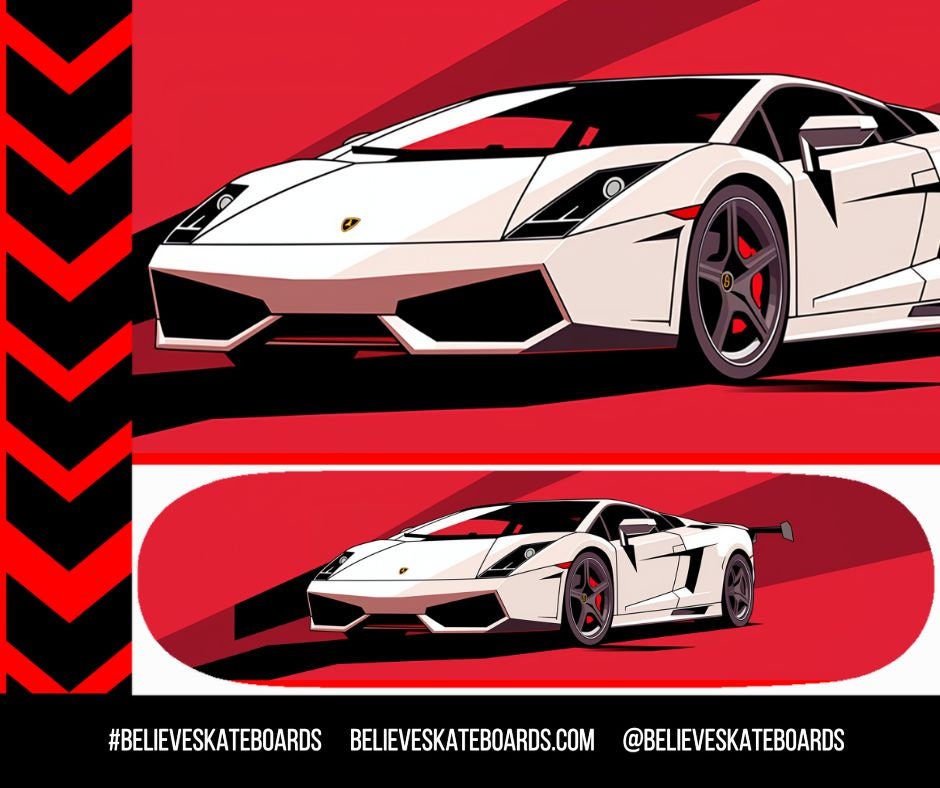 Lamborghini Automotive Art Skateboard Deck — Design 08