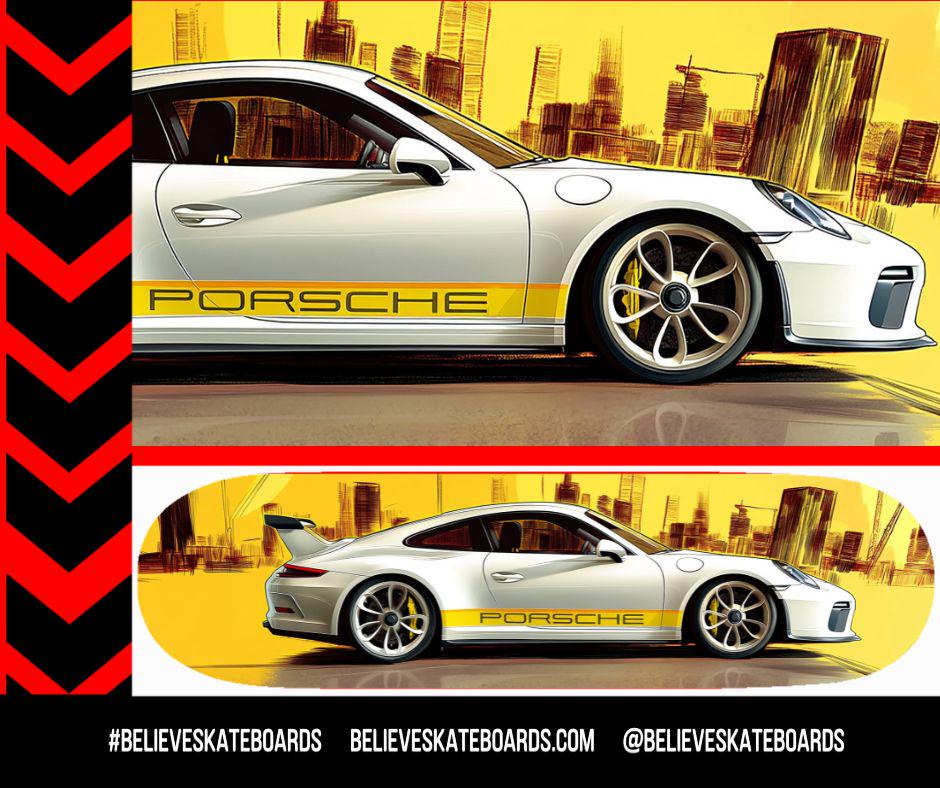 Porsche Automotive Art Skateboard Deck — Design 01