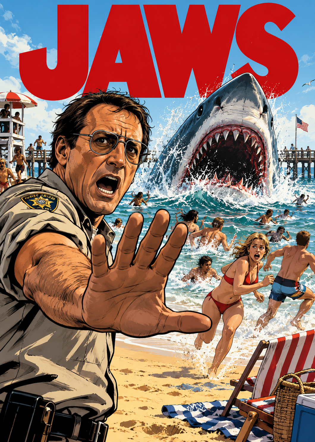 Jaws — 5x7 Horror Canvas — Design 3