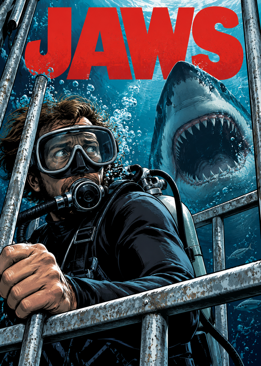 Jaws — 5x7 Horror Canvas — Design 5