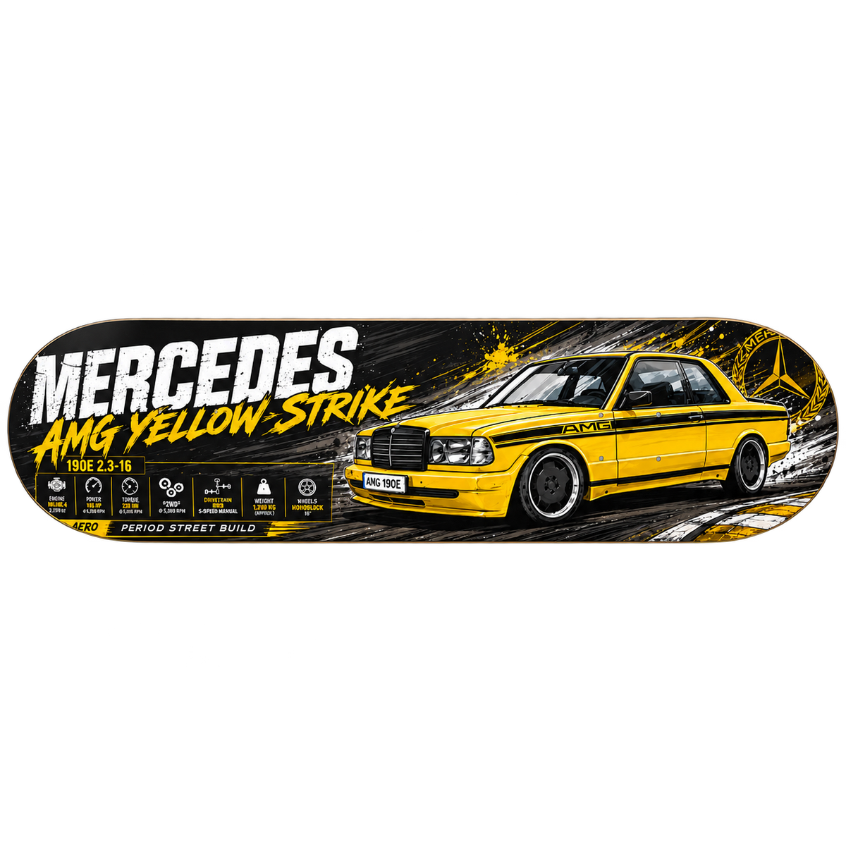 Mercedes AMG Yellow Strike — Skateboard Deck