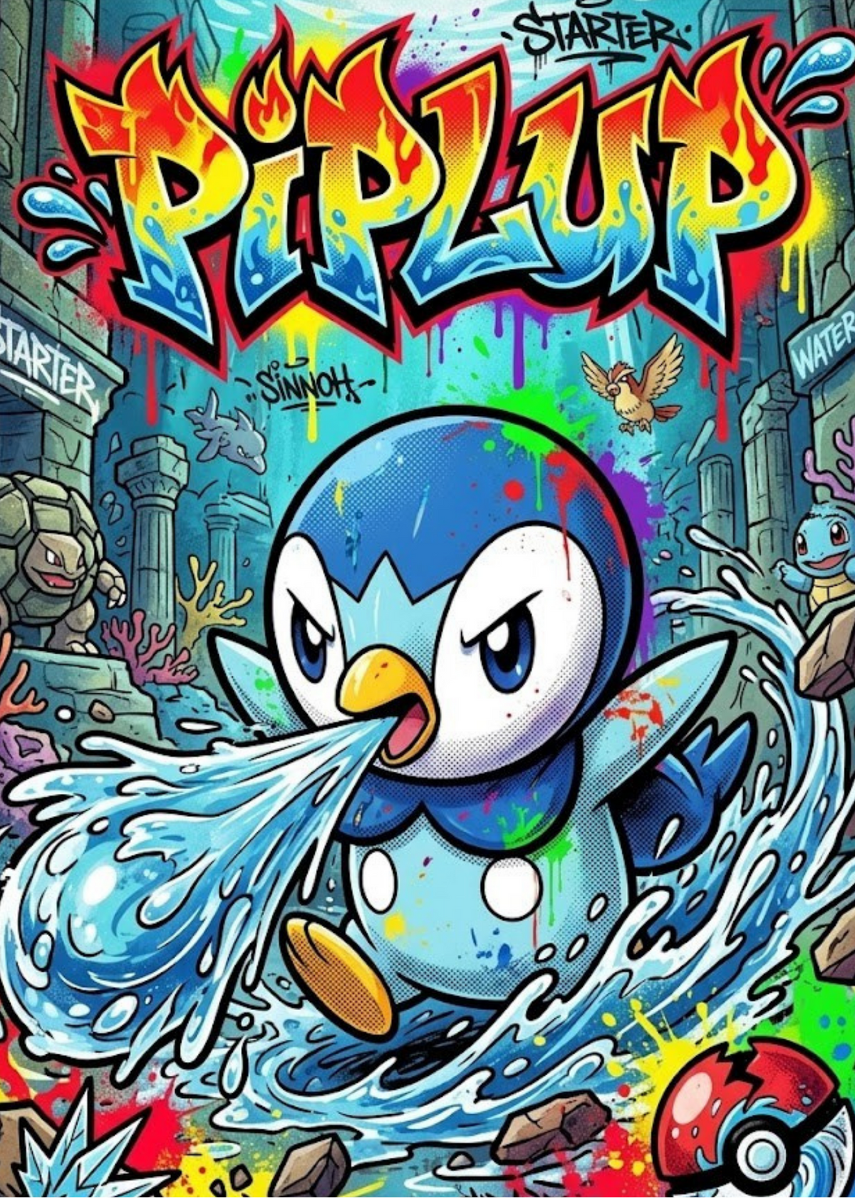 Piplup — 5x7 Anime Canvas