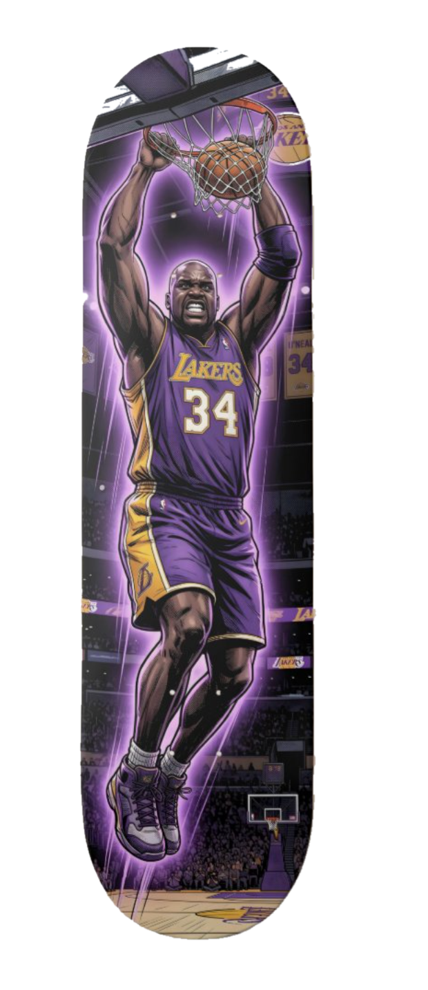 Shaquille O'Neal Lakers Dunk — Skateboard Deck