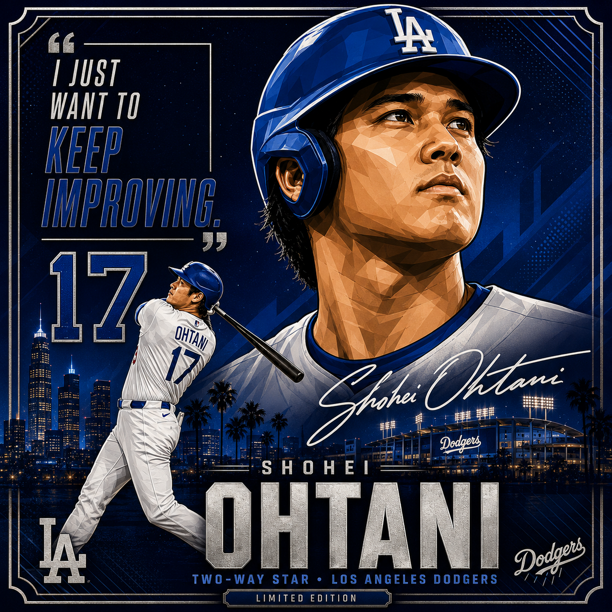 Shohei Ohtani – Dodgers 4x4 Tile