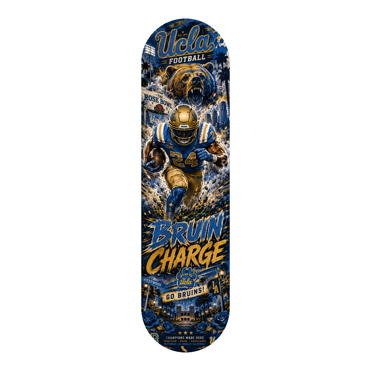 UCLA Football Bruin Charge Skateboard Deck