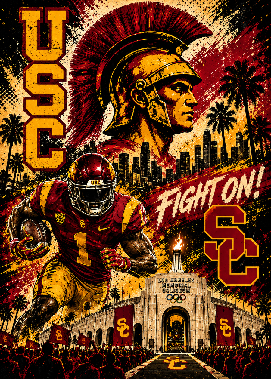 USC Trojans — Fight On Los Angeles — 5×7 Canvas