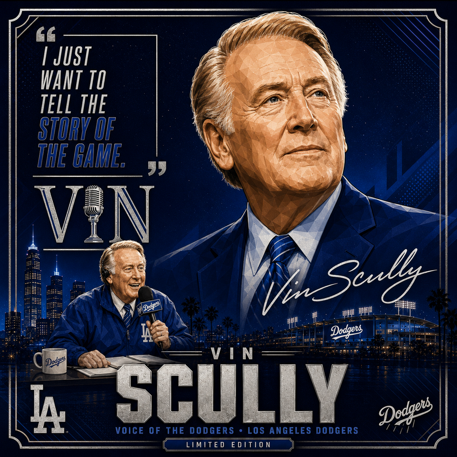 Vin Scully — 4×4 Tile